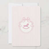 Pink Coquette Bow Rocking Horse Baby Shower Kaart (Achterkant)