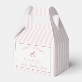 Pink Coquette Bow Rocking Horse Birthday Favor Box Bedankdoosjes