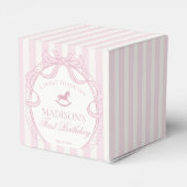 Pink Coquette Bow Rocking Horse Birthday Party Bedankdoosjes (Achterkant)