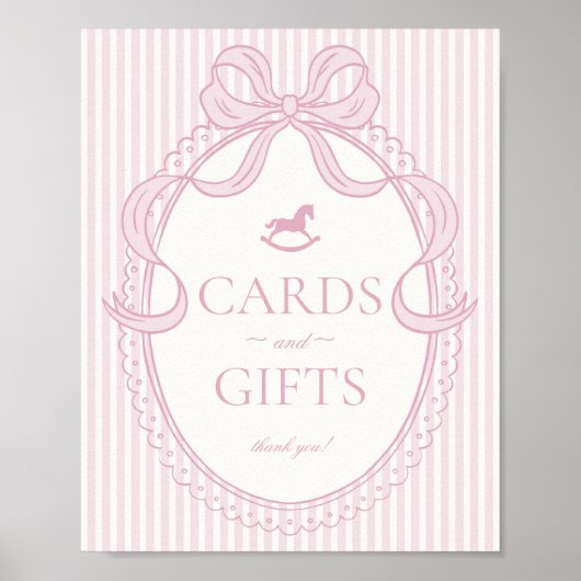 Pink Coquette Bow Rocking Horse Cards & Gifts Poster (Voorkant)