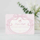 Pink Coquette Bow Rocking Horse Diaper Raffle Card Informatiekaartje (Staand voorkant)