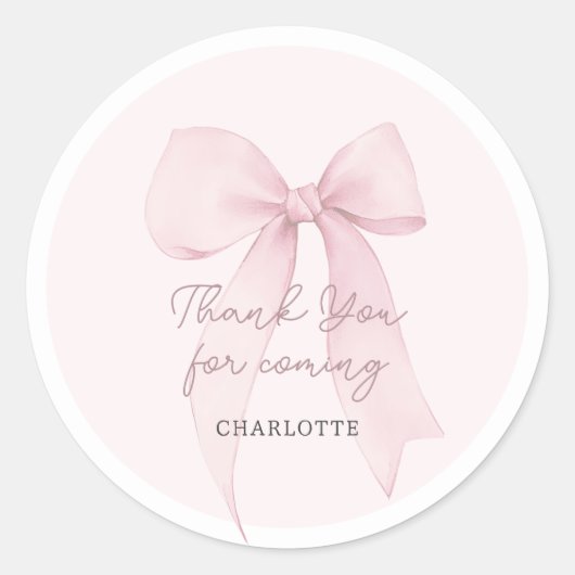 Pink Coquette Bow Thank you Label (Voorkant)