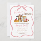 Pink coquette bows and brunch baby shower kaart (Voorkant)