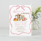 Pink coquette bows and brunch baby shower kaart (Staand voorkant)