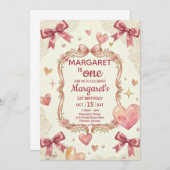 Pink Coquette Bows Birthday Kaart (Voorkant / Achterkant)