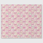 Pink Coquette Candy Cane Cadeaupapier (Vlak)