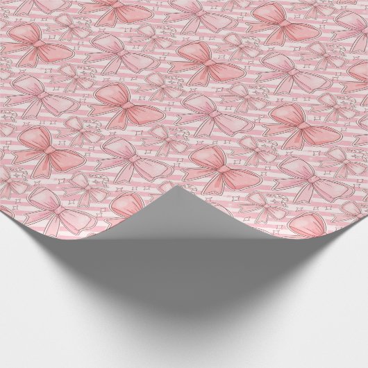 Pink Coquette Candy Cane Cadeaupapier (Hoek)