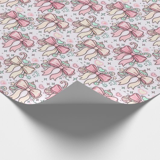Pink Coquette Candy Cane Cadeaupapier (Hoek)