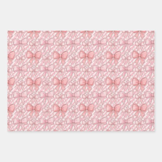 Pink Coquette Candy Cane Inpakpapier Vel (Voorkant 3)