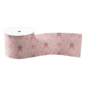 Pink Coquette Candy Cane Pattern Holiday Grosgrain Lint (Spoel)