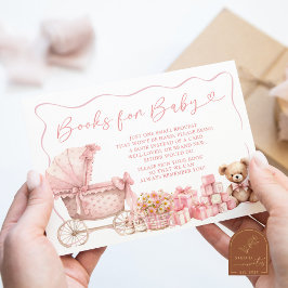 Pink Coquette Carriage Baby Shower Books for Baby Informatiekaartje