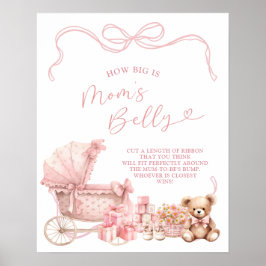 Pink Coquette Carriage How Big Is Mom Belly Sign Poster