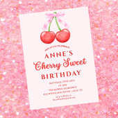 Pink Coquette Cherry on Top Baby Girl Shower  Kaart