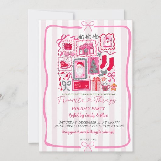 Pink Coquette Christmas Favorite Things Holiday Kaart (Voorkant)