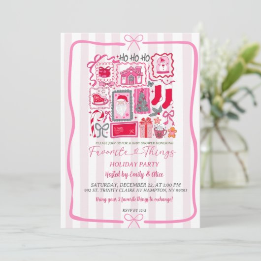 Pink Coquette Christmas Favorite Things Holiday Kaart (Staand voorkant)
