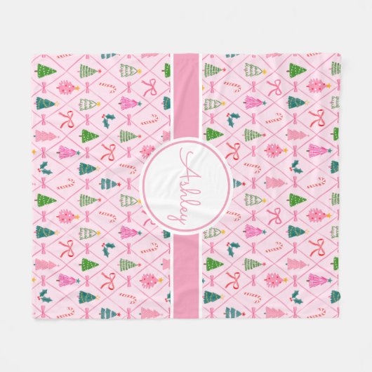 Pink Coquette Christmas Fleece Deken (Voorkant (Horizontaal))