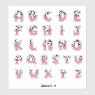 Pink Coquette Cow Print Alphabet Cowgirl Letters Sticker