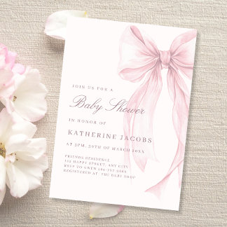 Pink Coquette Elegant Baby Shower Kaart