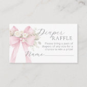 Pink Coquette Floral Bow Diaper raffle ticket  Informatiekaartje (Voorkant)