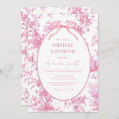 Pink Coquette Floral Toile Bridal Shower Kaart (Voorkant / Achterkant)