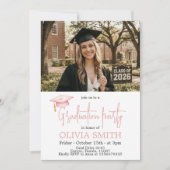 Pink Coquette Graduation Photo Invitation Kaart (Voorkant)