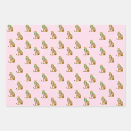 Pink Coquette Leopard Christmas Inpakpapier Vel