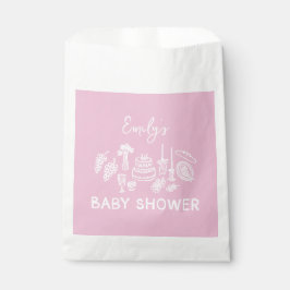 Pink coquette modern hand drawn baby shower bedankzakje