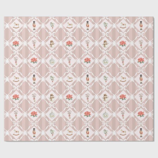 Pink Coquette Nutcracker Christmas Cadeaupapier (Vlak)