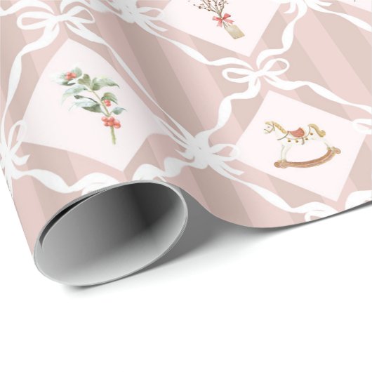 Pink Coquette Nutcracker Christmas Cadeaupapier (Rol Hoek)