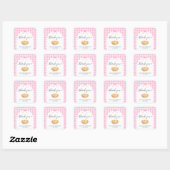 Pink Coquette Pie Baby Shower Thank You Vierkante Sticker (Vel)