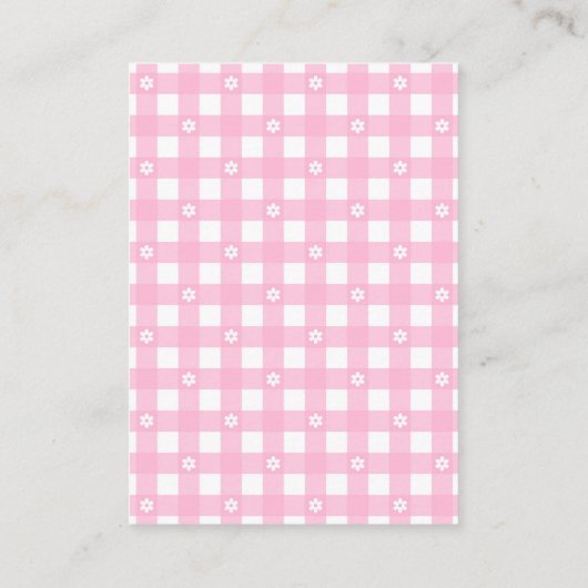 Pink Coquette Pie Diaper Raffle Informatiekaartje (Achterkant)