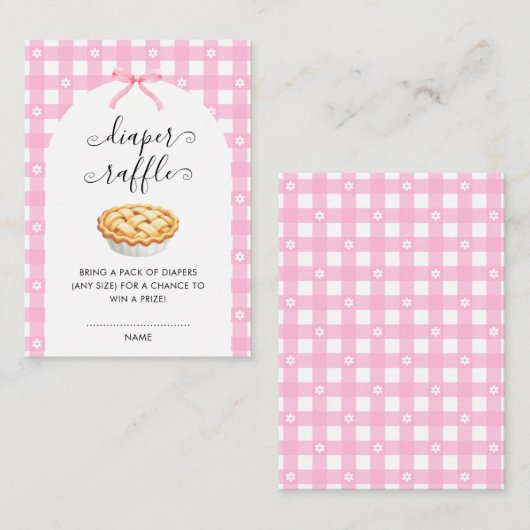 Pink Coquette Pie Diaper Raffle Informatiekaartje (Voorkant / Achterkant)