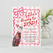 Pink Coquette She is Ready to POP Invitation Kaart (Staand voorkant)