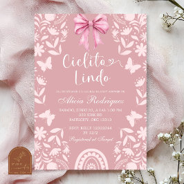 Pink Coquette Talavera Cielito Lindo Baby Shower Kaart
