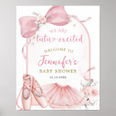 Pink Coquette Tutu Excited Ballerina Baby Shower Poster (Voorkant)
