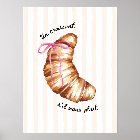 Pink Coquette Un Croissant S'il Vous Plaît Poster (Voorkant)