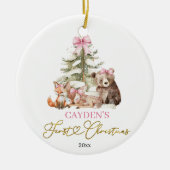 Pink Coquette Woodland First Christmas Ornament (Voorkant)