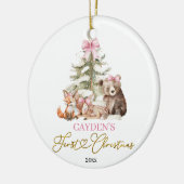 Pink Coquette Woodland First Christmas Ornament (Links)