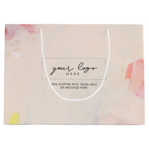 Pink & Coral Abstracte Kunst Bedrijf Logo Groot Cadeauzakje
