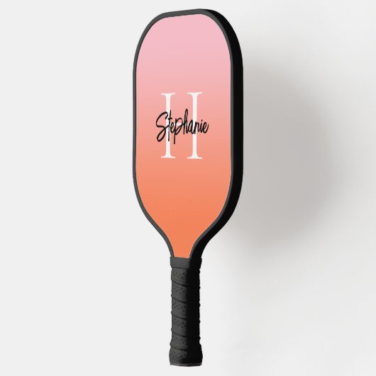 Pink Coral and Orange Ombre Monogram Pickleball Paddle (Links)
