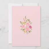 Pink Coral Floral and Gold Wedding Invitation Kaart (Achterkant)