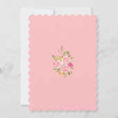 Pink Coral Floral and Gold Wedding Invitation Kaart (Achterkant)