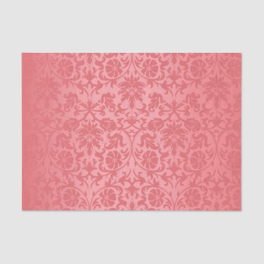 Pink Coral Floral Damask Tissuepapier (Voorkant)