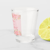 Pink Coral Floral Wedding Party Shot Glas (Rechts)