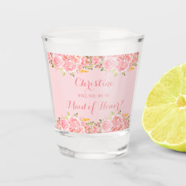 Pink Coral Floral Wedding Party Shot Glas