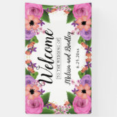Pink Coral Paars Summer Floral Weddenschap Welkom Spandoek (Verticaal)
