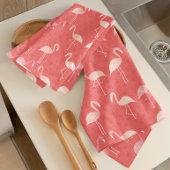 Pink Coral Red Flamingo Pattern Personalized Theedoek