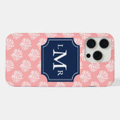 Pink Coral Reef Pattern en Monogram iPhone Hoesje (Achterkant horizontaal)