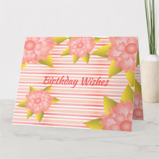 Pink Coral Stripe and Floral Kaart