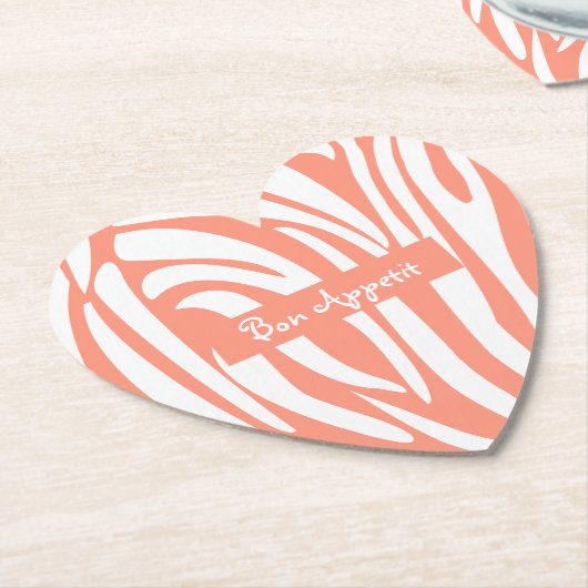 Pink Coral Striped Zebra Pattern Trend personalise Kartonnen Onderzetters (Gekanteld)